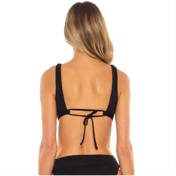 Becca by Rebecca Virtue Olivia Square-Neck Swim Top - Black - Size Medium - Picture 2 of 9